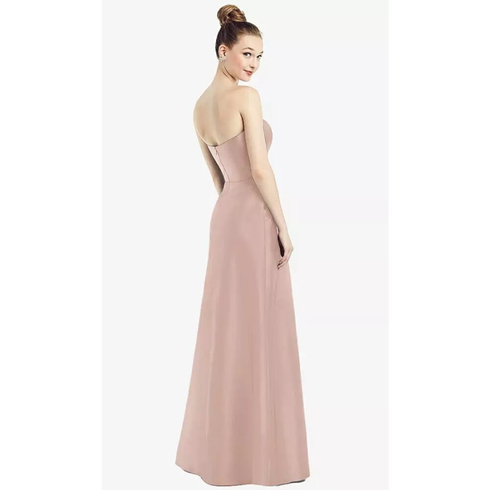 Alfred Sung Satin Twill Strapless‎ Notch Dress Pockets in Toasted Sugar Size 16 - Picture 10 of 10